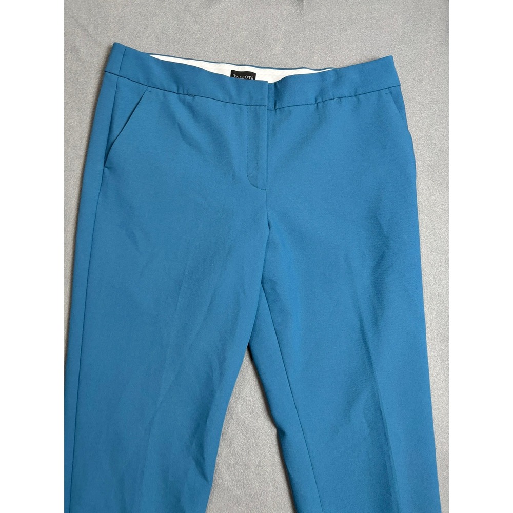 Talbots Hampshire Ankle Pant Womens 14 Teal Blue Straight Leg Workwear READ*